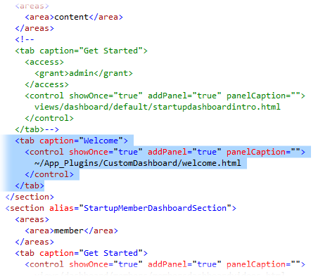 Add a new welcome dashboard to your configuration.