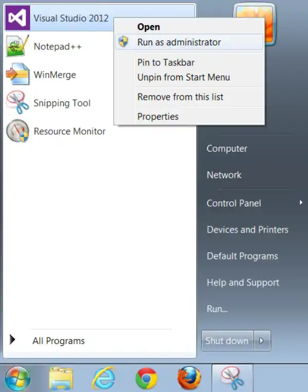 VS As Admin