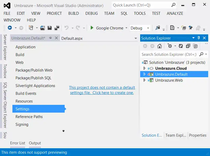Create Settings
