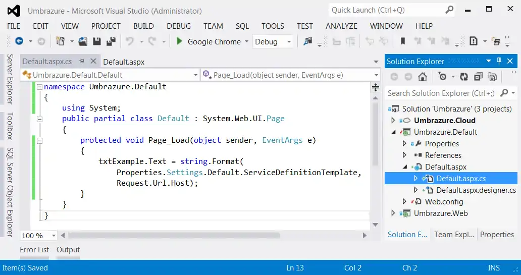 Default Code Behind