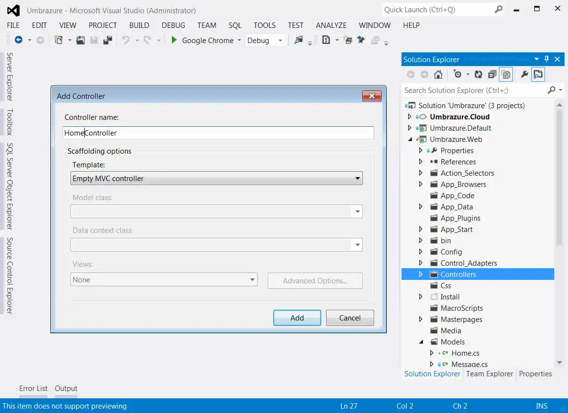 Create Home Controller