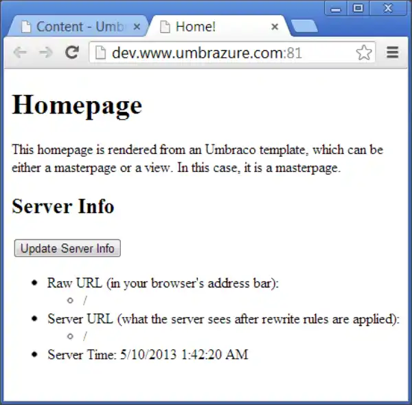 Homepage On Dev
