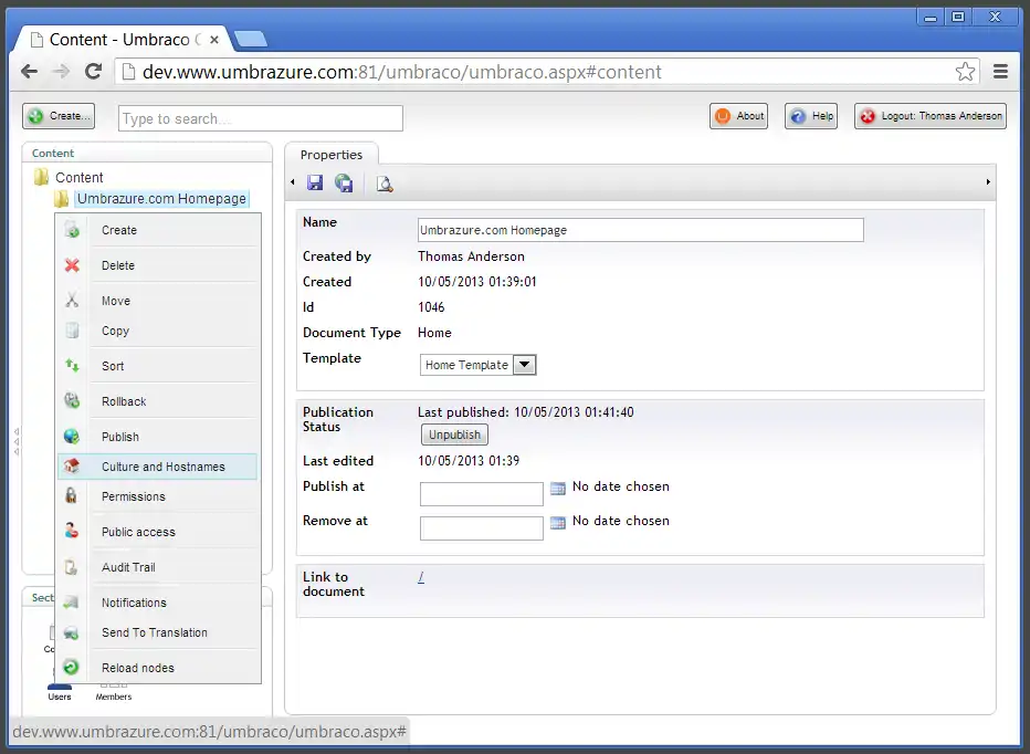Hostnames Menu